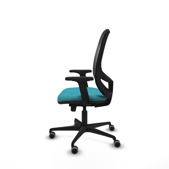 PIQUERAS Y CRESPO Silla de oficina Cilanco con mecanismo Sincro/Traslack, Tela Turquesa y Malla Negra PIQUERAS Y CRESPO Silla de oficina Cilanco con mecanismo Sincro/Traslack, Tela Turquesa y Malla Negra