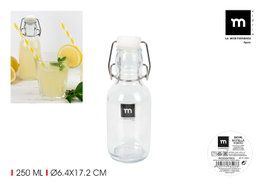La Mediterranea Botella de Vidrio con Tapón Clásico de 250 ml (Pack de 24)​