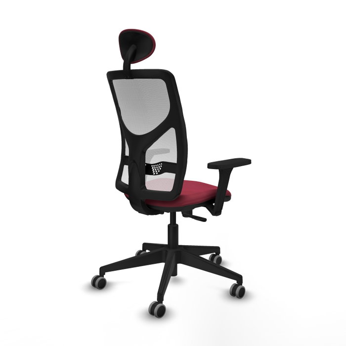 PIQUERAS Y CRESPO Silla de oficina Motilla con mecanismo Sincro, brazos 3D y cabecero fijo, Granate/Blanco PIQUERAS Y CRESPO Silla de oficina Motilla con mecanismo Sincro, brazos 3D y cabecero fijo, Granate/Blanco