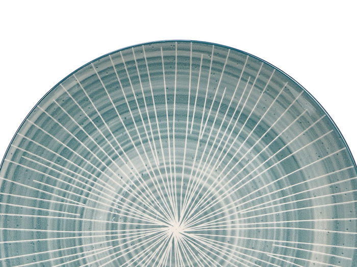 Vessia Plato Llano para Comida de Porcelana con Rayas, Color Azul, Diámetro 27 cm (Set de 24)