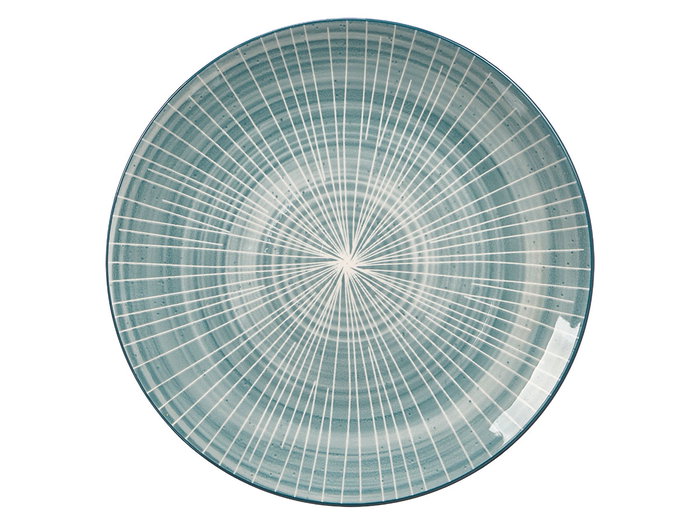 Vessia Plato Llano para Comida de Porcelana con Rayas, Color Azul, Diámetro 27 cm (Set de 24)