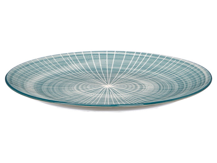 Vessia Plato Llano para Comida de Porcelana con Rayas, Color Azul, Diámetro 27 cm (Set de 24)