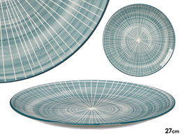 Vessia Plato Llano para Comida de Porcelana con Rayas, Color Azul, Diámetro 27 cm (Set de 24)