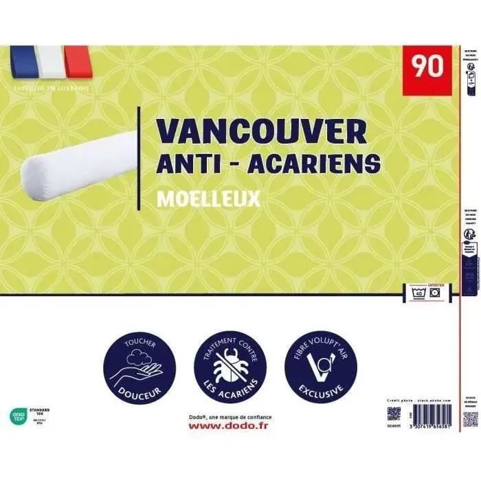 DODO Cojín VANCOUVER 90 cm Antiácaros 100% Poliéster DOD3307419656581