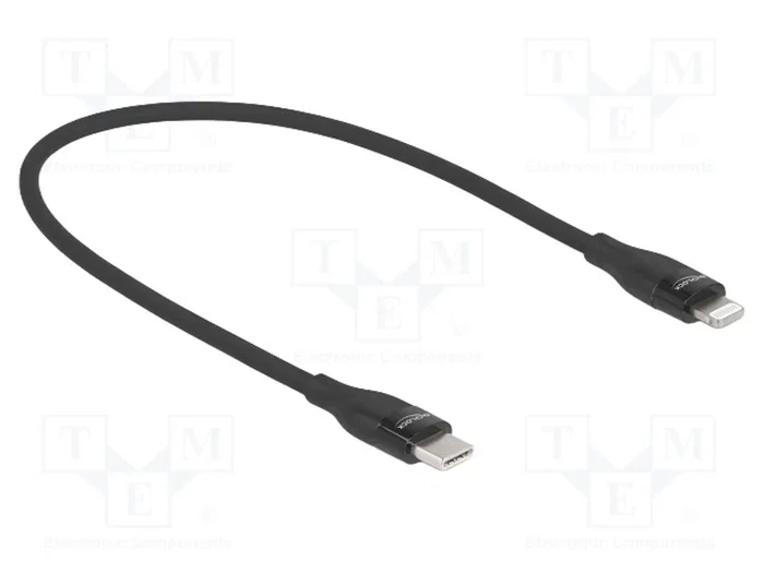 DeLOCK Cable de datos y carga USB Type-C a Lightning, 0,5 m, Negro, MFi DeLOCK Cable de datos y carga USB Type-C a Lightning, 0,5 m, Negro, MFi