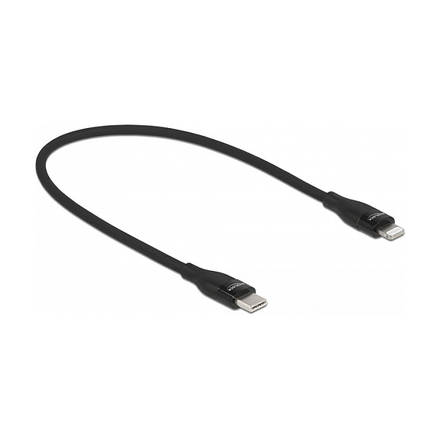 DeLOCK Cable de datos y carga USB Type-C a Lightning, 0,5 m, Negro, MFi