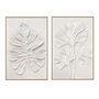 Lienzo Home ESPRIT Blanco Hoja de planta Escandinavo 60 X 3,7 X 90 CM (2 Unidades)