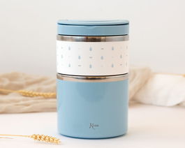KioKids Termo Infantil 930 mL Acero Inoxidable Dos Compartimentos Azul para Sólidos y Papillas +0 Meses