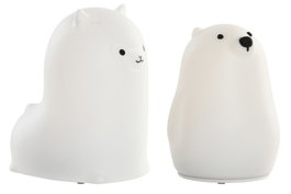 DKD Home Decor Quitamiedo Infantil Baby Blanco Silicona LED Osito Alpaca 9 x 11 x 7 cm (6 Unidades)