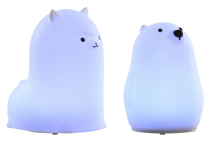 DKD Home Decor Quitamiedo Infantil Baby Blanco Silicona LED Osito Alpaca 9 x 11 x 7 cm (6 Unidades)
