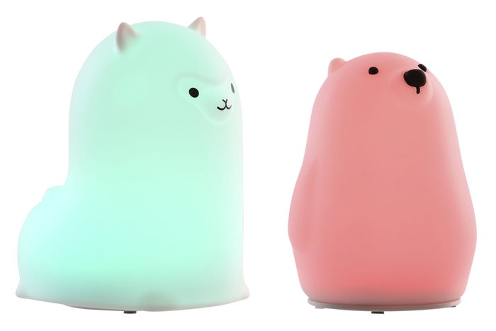 DKD Home Decor Quitamiedo Infantil Baby Blanco Silicona LED Osito Alpaca 9 x 11 x 7 cm (6 Unidades)