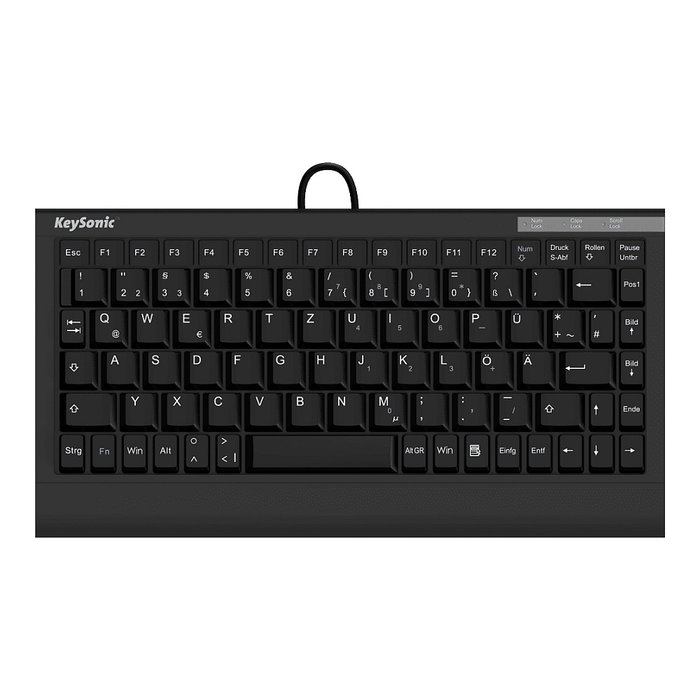 KeySonic ACK-595C+ Mini teclado alámbrico USB/PS2 SoftSkin negro QWERTY (US) con interruptor de membrana KeySonic ACK-595C+ Mini teclado alámbrico USB/PS2 SoftSkin negro QWERTY (US) con interruptor de membrana