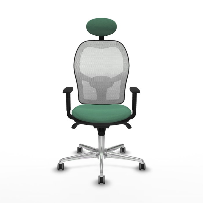 PIQUERAS Y CRESPO Silla de oficina Jorquera con mecanismo Sincro, tela verde esmeralda y malla blanca PIQUERAS Y CRESPO Silla de oficina Jorquera con mecanismo Sincro, tela verde esmeralda y malla blanca