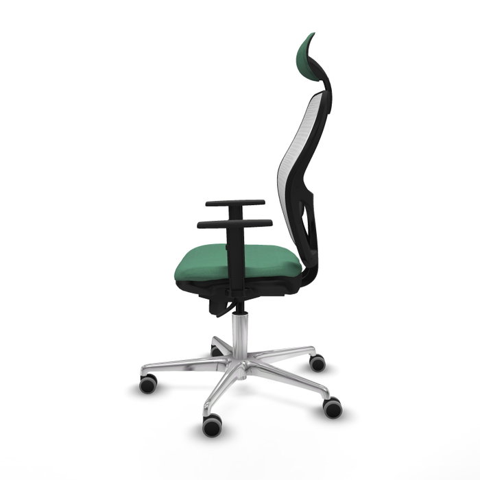 PIQUERAS Y CRESPO Silla de oficina Jorquera con mecanismo Sincro, tela verde esmeralda y malla blanca PIQUERAS Y CRESPO Silla de oficina Jorquera con mecanismo Sincro, tela verde esmeralda y malla blanca