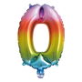 Party Time Globo Cifra 0 Arco Iris, Altura 35 cm, Reutilizable para Cumpleaños