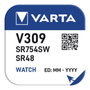 Varta Pila Botón V309 SR48 Oxido de Plata 1,55V Ø7,9x5,4mm Blister 1 unidad