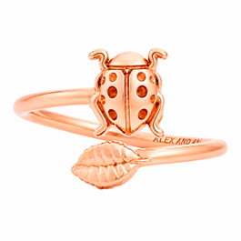 Alex And Ani Anillo Chapado con Mariquita Rosa Talla 55