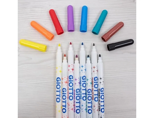 Giotto Turbo Glitter Estuche de 8 Rotuladores Surtidos