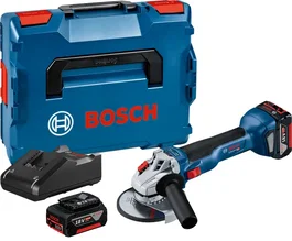 Bosch Professional Amoladora angular GWS 18V-10 con 2 baterías 4,0Ah, cargador GAL 18V-40 y L-BOXX