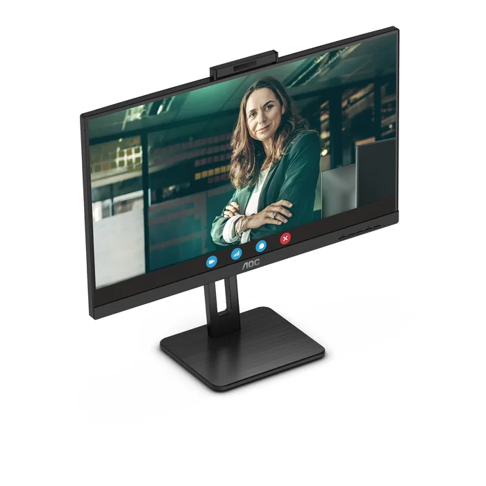 AOC Monitor 24P3QW 24" Full HD IPS, Webcam, USB-C Hub, 100Hz, Altavoces, Ajuste Ergonómico - Negro (Pantalla Oficina Profesional)