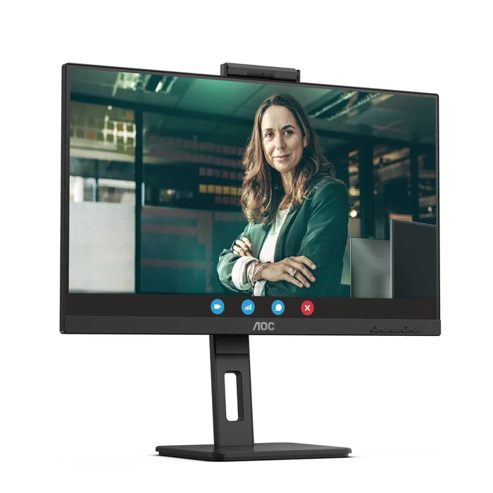 AOC Monitor 24P3QW 24" Full HD IPS, Webcam, USB-C Hub, 100Hz, Altavoces, Ajuste Ergonómico - Negro (Pantalla Oficina Profesional)