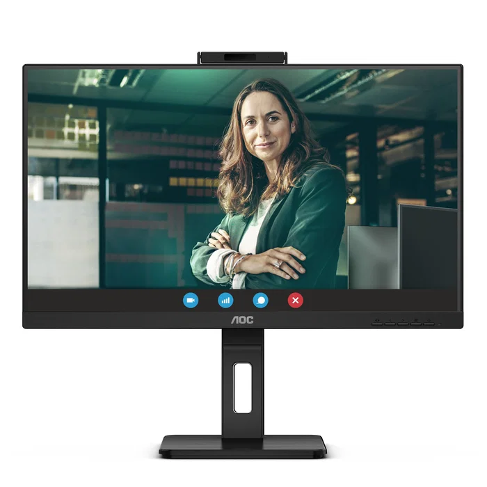 AOC Monitor 24P3QW 24" Full HD IPS, Webcam, USB-C Hub, 100Hz, Altavoces, Ajuste Ergonómico - Negro (Pantalla Oficina Profesional)