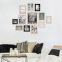 Home Deco Factory Juego de 12 Marcos de Fotos Essentiel para Pared y Sobremesa en Madera Negro con Variedad de Tamaños