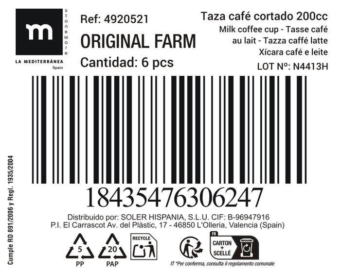 La Mediterranea Taza Café Cortado Original Farm