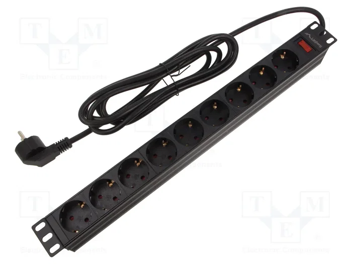 Lanberg PDU-09F-0300-BK 9 Salidas AC 1U Negro, Gris