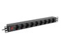 Lanberg PDU-09F-0300-BK Regleta Rack 1U 9 Salidas Schuko 16A 3m Negro