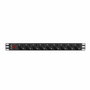 Lanberg PDU-09F-0300-BK Regleta Rack 1U 9 Salidas Schuko 16A 3m Negro