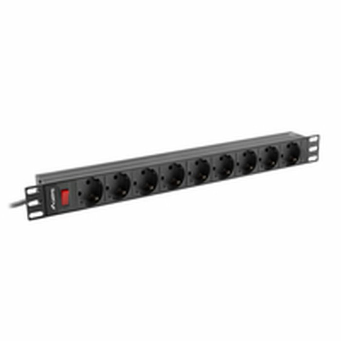 Lanberg PDU-09F-0300-BK Regleta Rack 1U 9 Salidas Schuko 16A 3m Negro