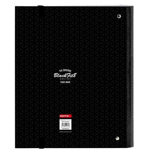 Carpeta de anillas BlackFit8 Old school Negro Gris 27 x 32 x 3.5 cm