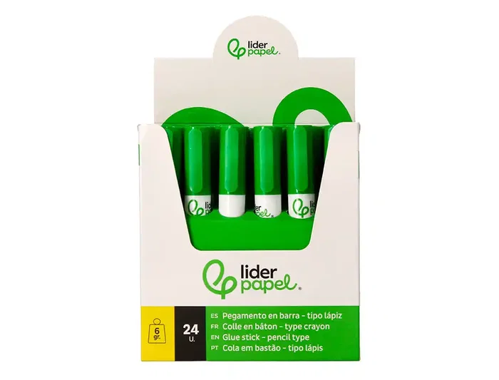 Liderpapel - Pegamento en barra sólido con forma de bolígrafo y clip, 6 g, para papel, cartón y manualidades escolares