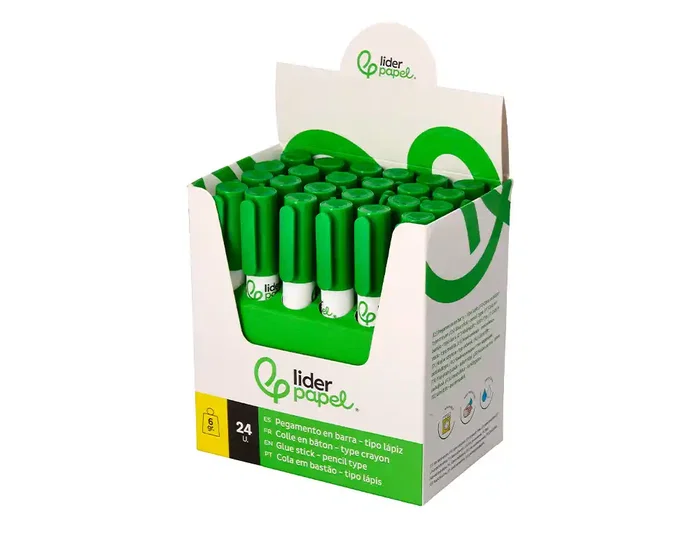 Liderpapel - Pegamento en barra sólido con forma de bolígrafo y clip, 6 g, para papel, cartón y manualidades escolares