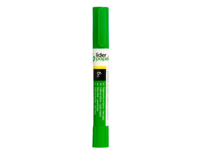 Liderpapel - Pegamento en barra sólido con forma de bolígrafo y clip, 6 g, para papel, cartón y manualidades escolares