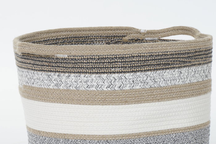 DKD Home Decor Cesta Boho Gris Natural Algodón Yute Set de 2 40 x 40 x 40 cm