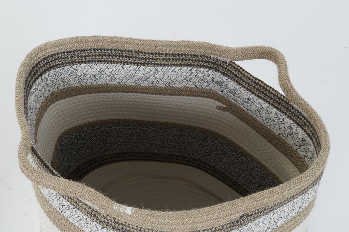 DKD Home Decor Cesta Boho Gris Natural Algodón Yute Set de 2 40 x 40 x 40 cm
