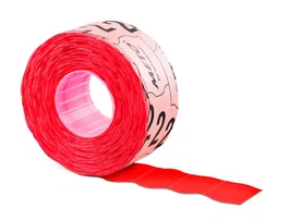 Meto Etiquetas Marcaprecios Metálicas Onduladas 26x12 mm - Rojo Fluorescente - Caja de 6 Rollos (1000 unidades cada uno)