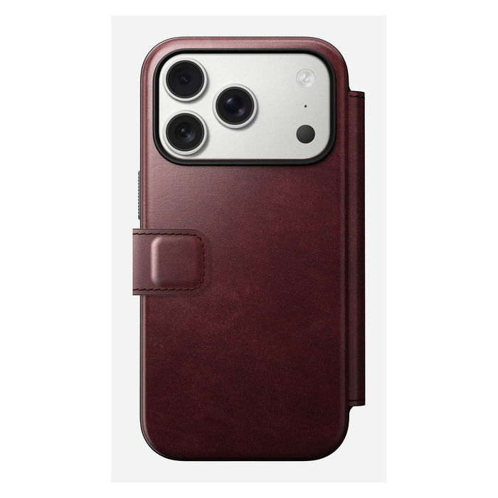 Nomad Folio Modern Leather para iPhone 17 Pro Burgundy Horween