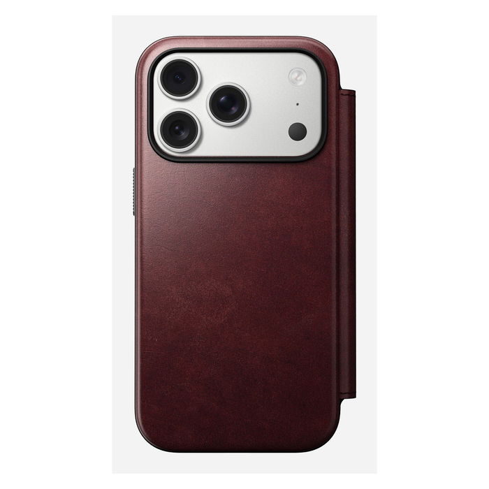 Nomad Folio Modern Leather para iPhone 17 Pro Burgundy Horween