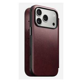 Nomad Folio Modern Leather para iPhone 17 Pro Burgundy Horween