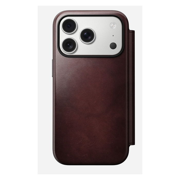 Nomad Folio Modern Leather para iPhone 17 Pro Burgundy Horween