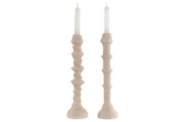 DKD Home Decor Candelabro Blanco Gres 8 x 30.5 x 8 cm (4 Unidades)