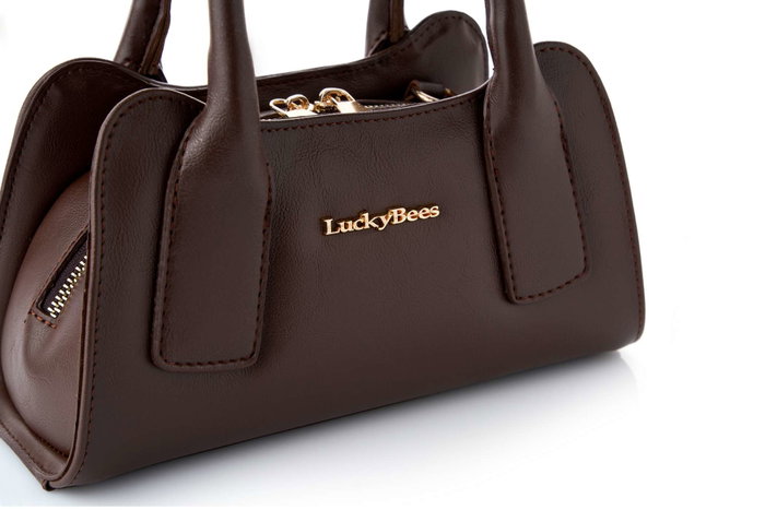 Lucky Bees Bolso de Mano Chocolate Brown en Cuero de Polivinilo Elegante y Sofisticado