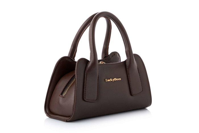 Lucky Bees Bolso de Mano Chocolate Brown en Cuero de Polivinilo Elegante y Sofisticado