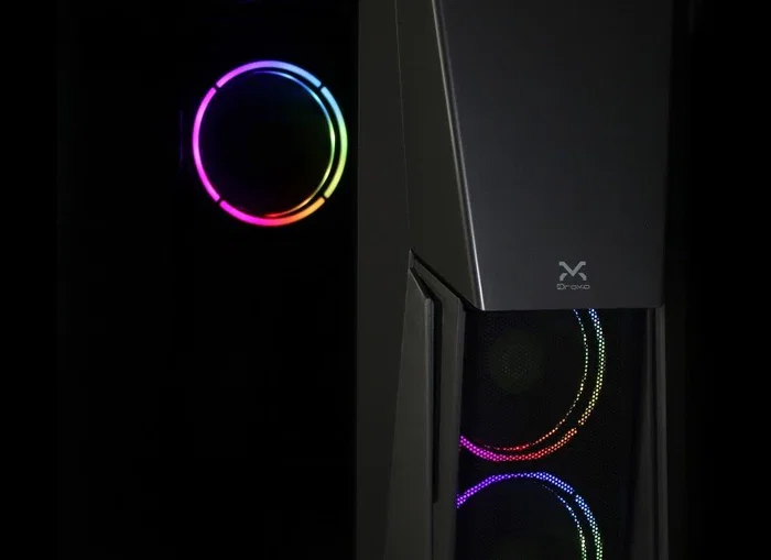 Droxio BURNER Caja de PC Gaming ATX, Cristal Templado Lateral, 3 Ventiladores RGB Incluidos, Compatible con Refrigeración Líquida 240mm, Negro