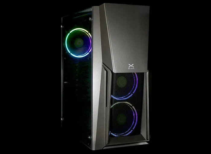 Droxio BURNER Caja de PC Gaming ATX, Cristal Templado Lateral, 3 Ventiladores RGB Incluidos, Compatible con Refrigeración Líquida 240mm, Negro