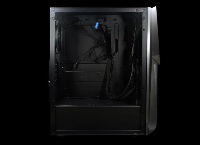 Droxio BURNER Caja de PC Gaming ATX, Cristal Templado Lateral, 3 Ventiladores RGB Incluidos, Compatible con Refrigeración Líquida 240mm, Negro