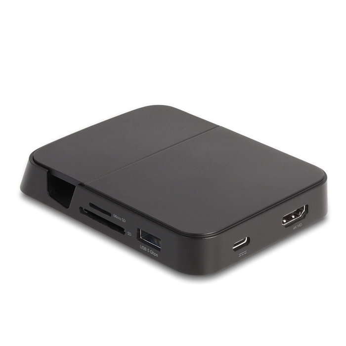 DeLOCK Estación de acoplamiento para smartphone 4K con soporte integrado - HDMI, USB, SD, Micro SD, Negro